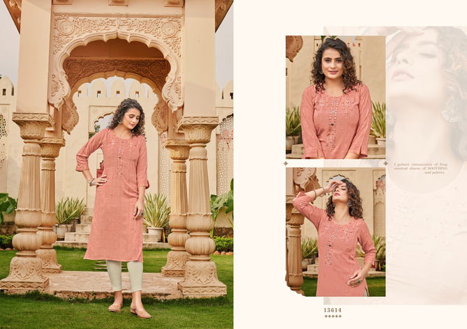 Gravity By kajree Rayon Embroidery Kurtis Catalog
